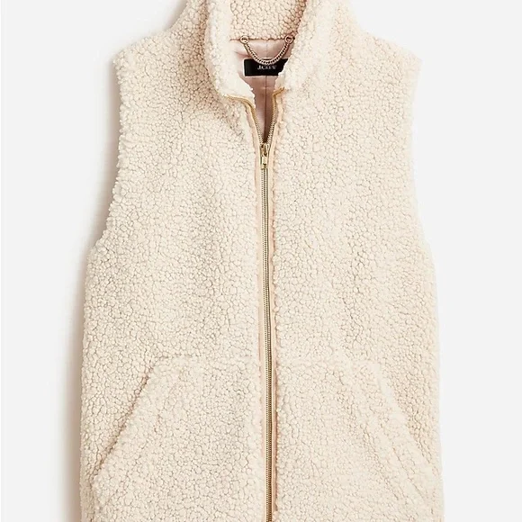 J. Crew Women's Cream Teddy Sherpa Vest - Picture 2 of 5